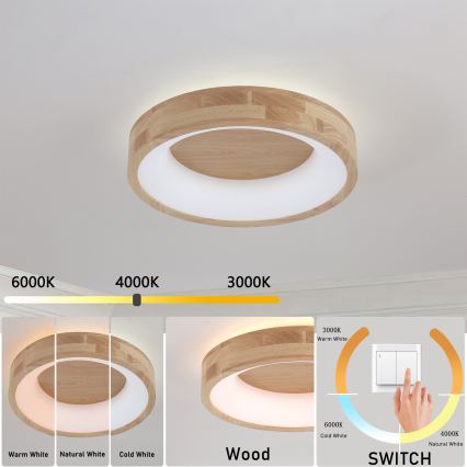 Brilagi - Plafoniera LED FALCON WOOD LED/30W/230V 3000/4000/6000K Ø 45 cm in legno