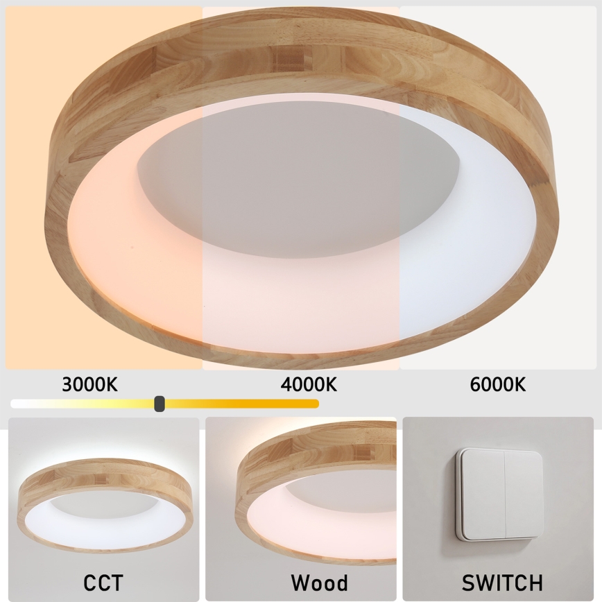 Brilagi - Plafoniera LED FALCON WOOD LED/30W/230V 3000/4000/6000K Ø 45 cm legno