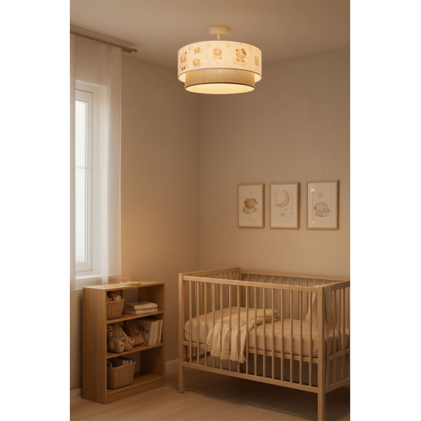 Brilagi - Plafoniera LED per bambini BOBO 1xE27/60W/230V Ø 40 cm bianco/beige/orsetti