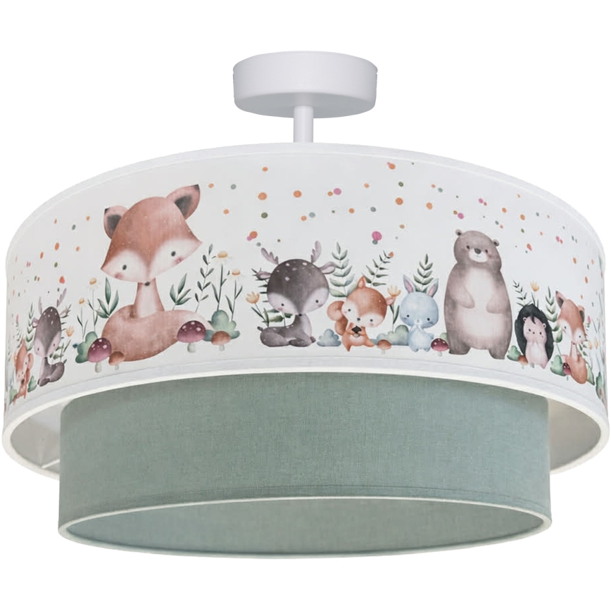 Brilagi - Plafoniera LED da soffitto per bambini BOBO 1xE27/60W/230V Ø 40 cm bianco/verde/a tema animali