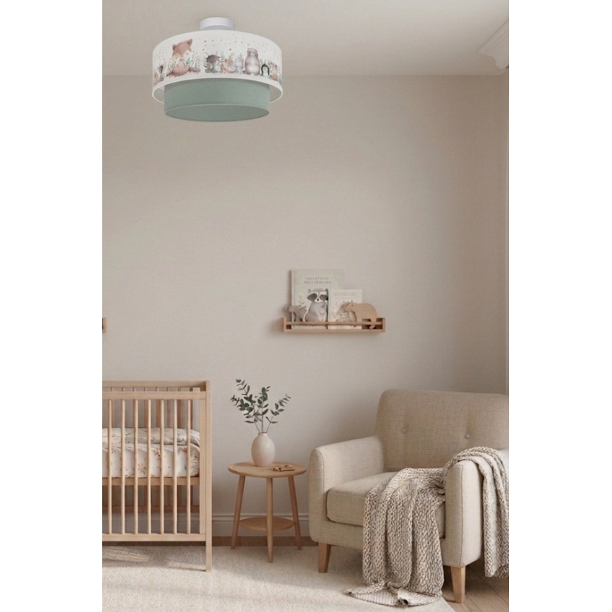 Brilagi - Plafoniera LED da soffitto per bambini BOBO 1xE27/60W/230V Ø 40 cm bianco/verde/a tema animali
