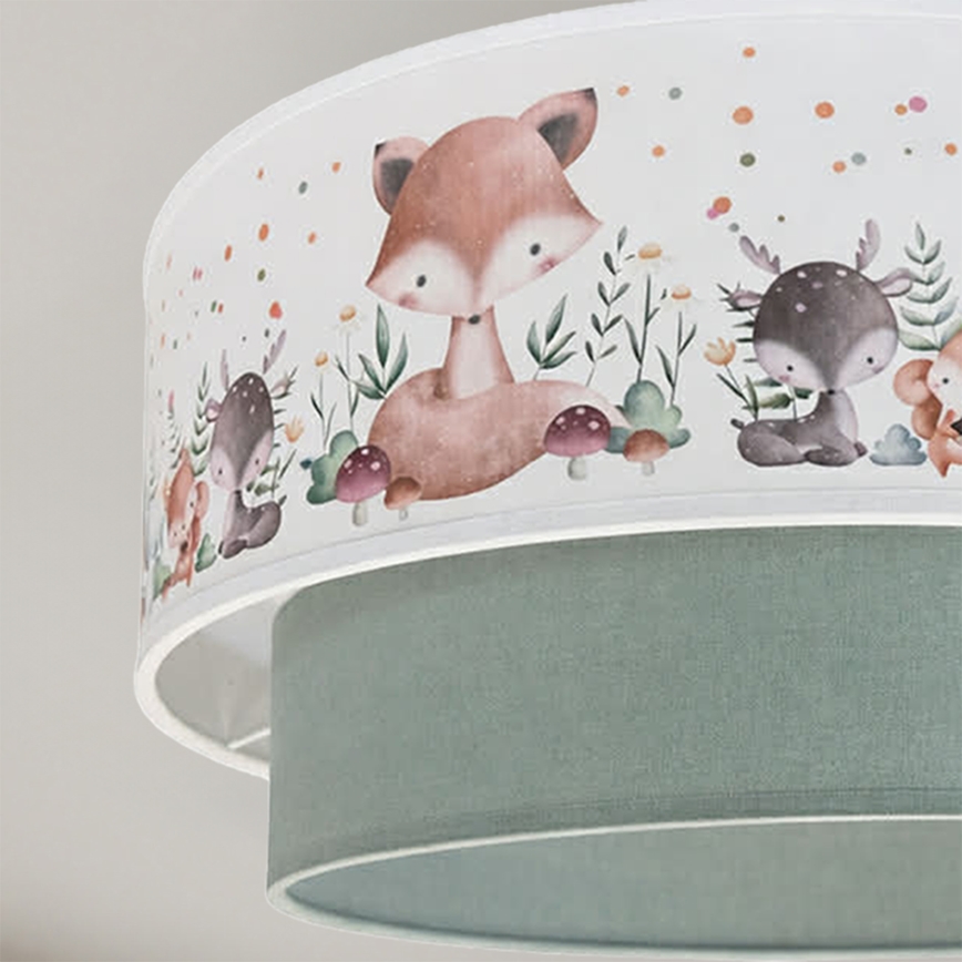 Brilagi - Plafoniera LED da soffitto per bambini BOBO 1xE27/60W/230V Ø 40 cm bianco/verde/a tema animali