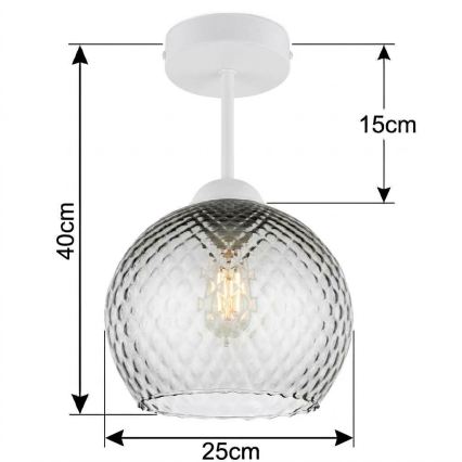 BRILAGI - LED Lampadario a plafone RETRO GLASS 1xE27/60W/230V Ø 25 cm bianco/grigio fumé