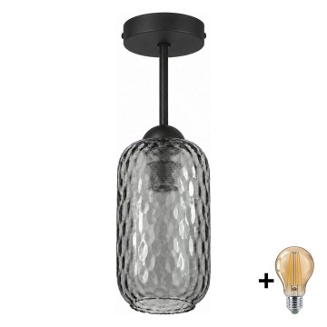 BRILAGI - LED Plafoniera RETRO GLASS 1xE27/60W/230V Ø 14 cm nero/grigio fumé