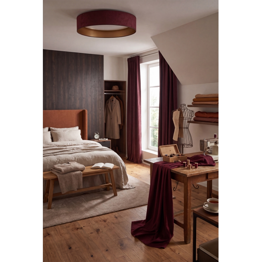 Brilagi - Plafoniera LED VELVET SIMPLE LED/36W/230V 3000K Ø 55 cm bordeaux/oro