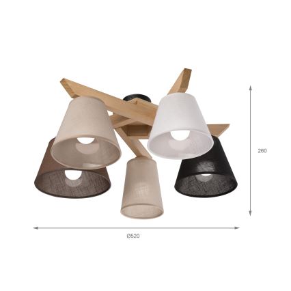 Brilagi - LED  Plafonnier ANTHONY 5xE14/40W/230V chêne