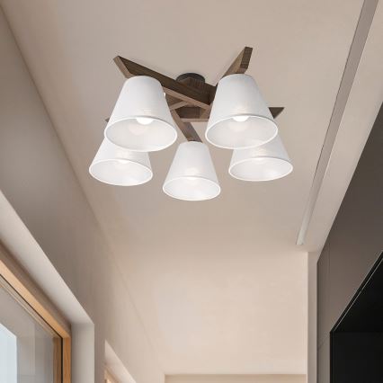 Brilagi - LED  Plafonnier ANTHONY 5xE14/40W/230V chêne noyer/blanc