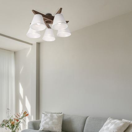 Brilagi - LED  Plafonnier ANTHONY 5xE14/40W/230V chêne noyer/blanc