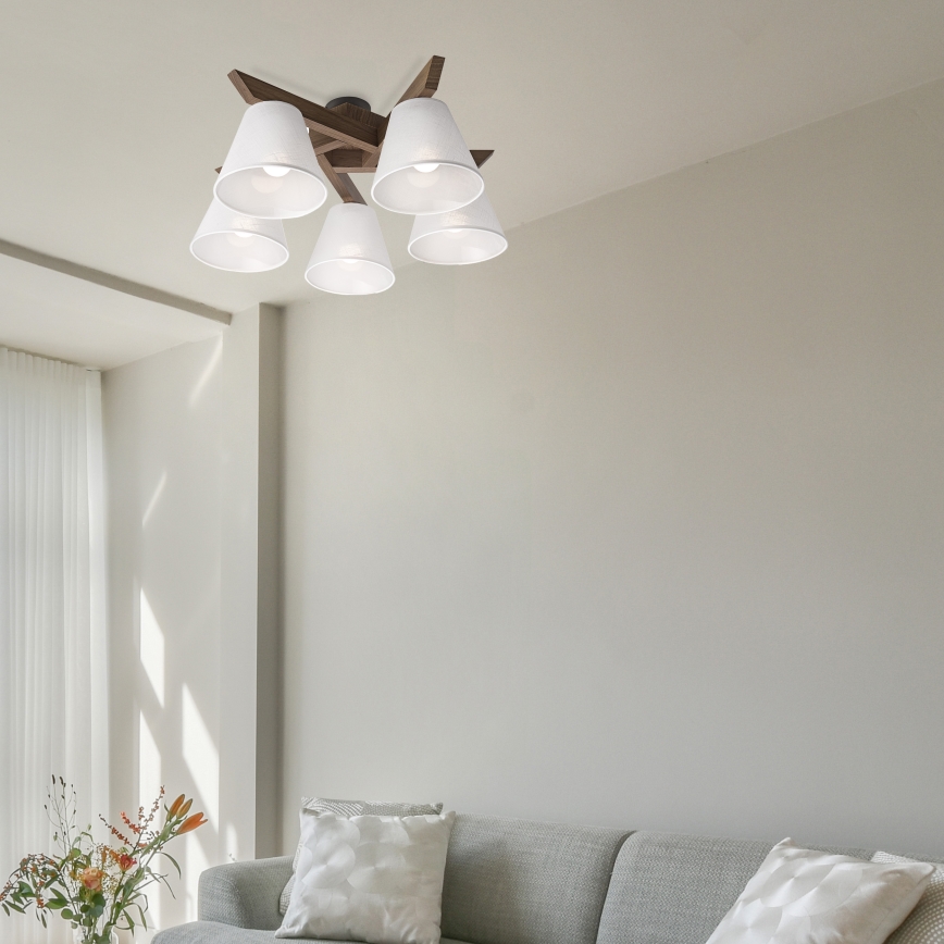 Brilagi - LED  Plafonnier ANTHONY 5xE14/40W/230V chêne noyer/blanc