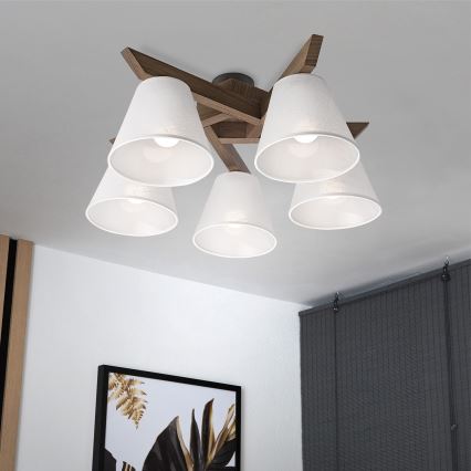 Brilagi - LED  Plafonnier ANTHONY 5xE14/40W/230V chêne noyer/blanc