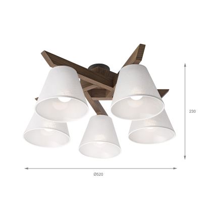 Brilagi - LED  Plafonnier ANTHONY 5xE14/40W/230V chêne noyer/blanc