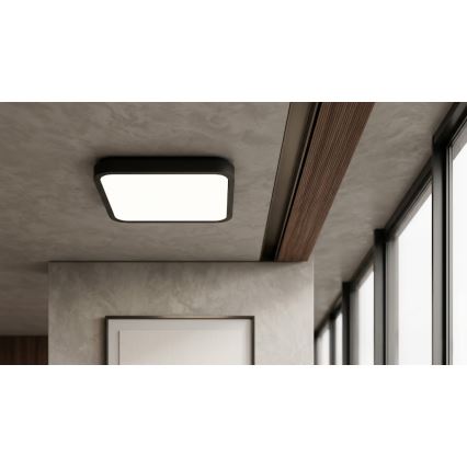 BRILAGI - Plafonnier LED pour salle de bains avec capteur ZENNA LED/24W/230V 34,5x34,5 cm IP44 noir + télécommande