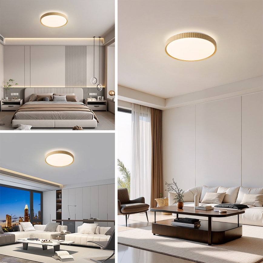 Brilagi - Plafonnier LED dimmable CORVO LED/72W/230V 3000-6000K décor bois Ø 50 cm + télécommande incluse