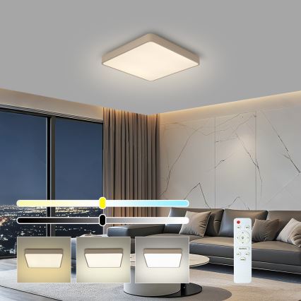 Brilagi - Plafonnier LED dimmable POOL LED/36W/230V 3000-6000K 40x40 cm beige + télécommande