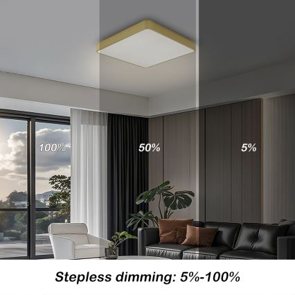 Brilagi - plafonnier LED dimmable POOL LED/36W/230V 3000-6000K 40x40 cm doré + télécommande