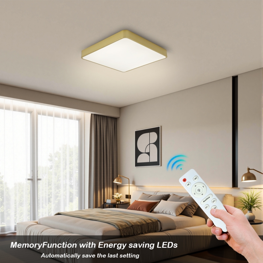 Brilagi - plafonnier LED dimmable POOL LED/36W/230V 3000-6000K 40x40 cm doré + télécommande