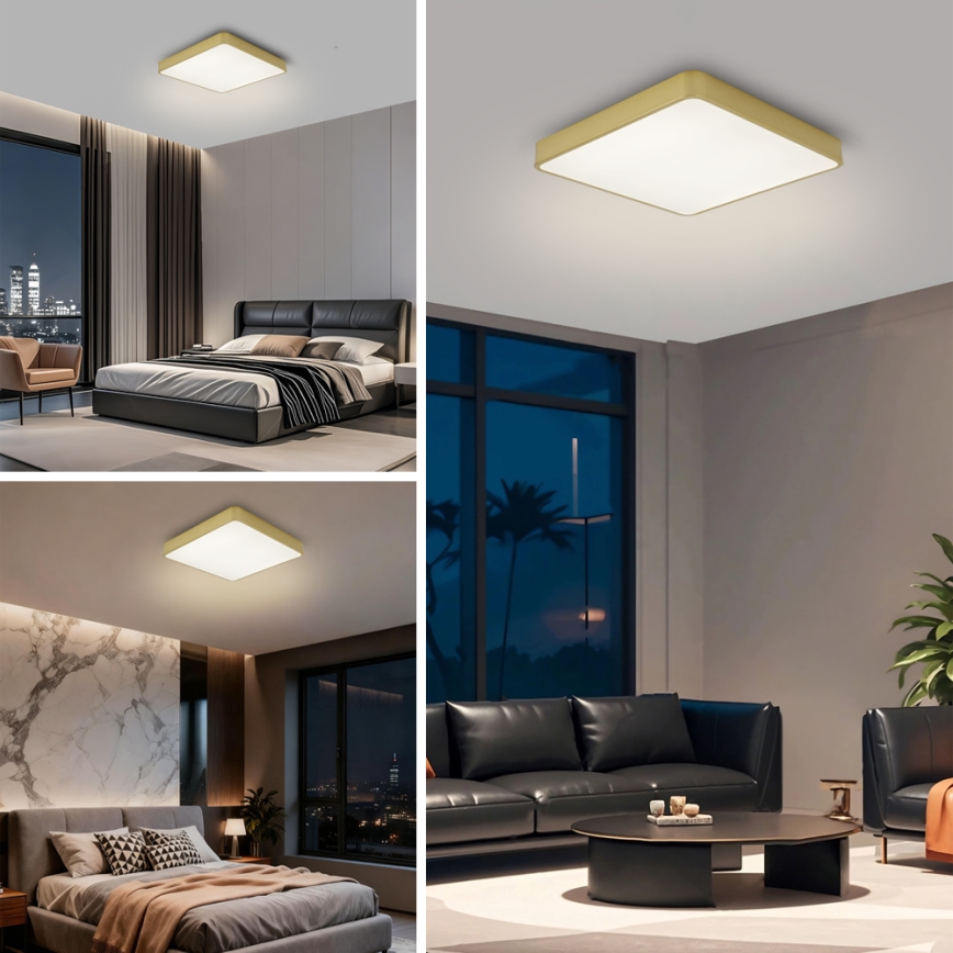 Brilagi - plafonnier LED dimmable POOL LED/36W/230V 3000-6000K 40x40 cm doré + télécommande