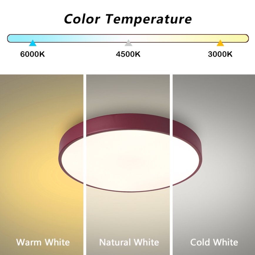 Brilagi - Plafonnier LED dimmable POOL LED/48W/230V 3000-6000K Ø 40 cm bordeaux + télécommande
