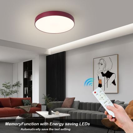 Brilagi - Plafonnier LED dimmable POOL LED/48W/230V 3000-6000K Ø 40 cm bordeaux + télécommande