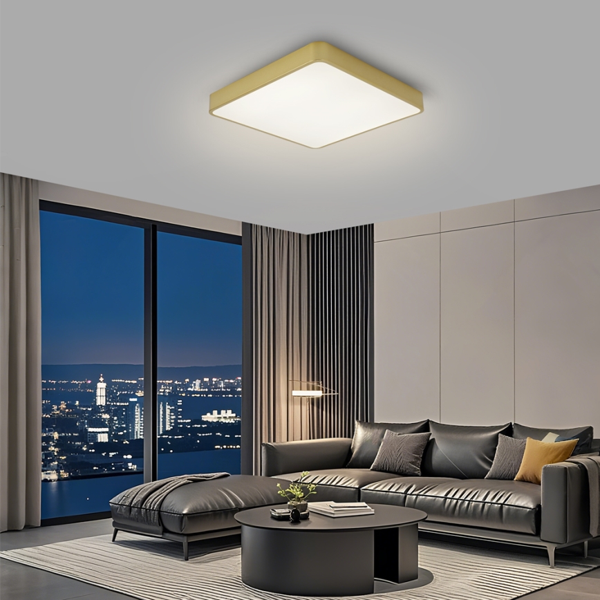 Brilagi - Plafonnier LED dimmable POOL LED/48W/230V 3000-6000K 50x50 cm doré + télécommande