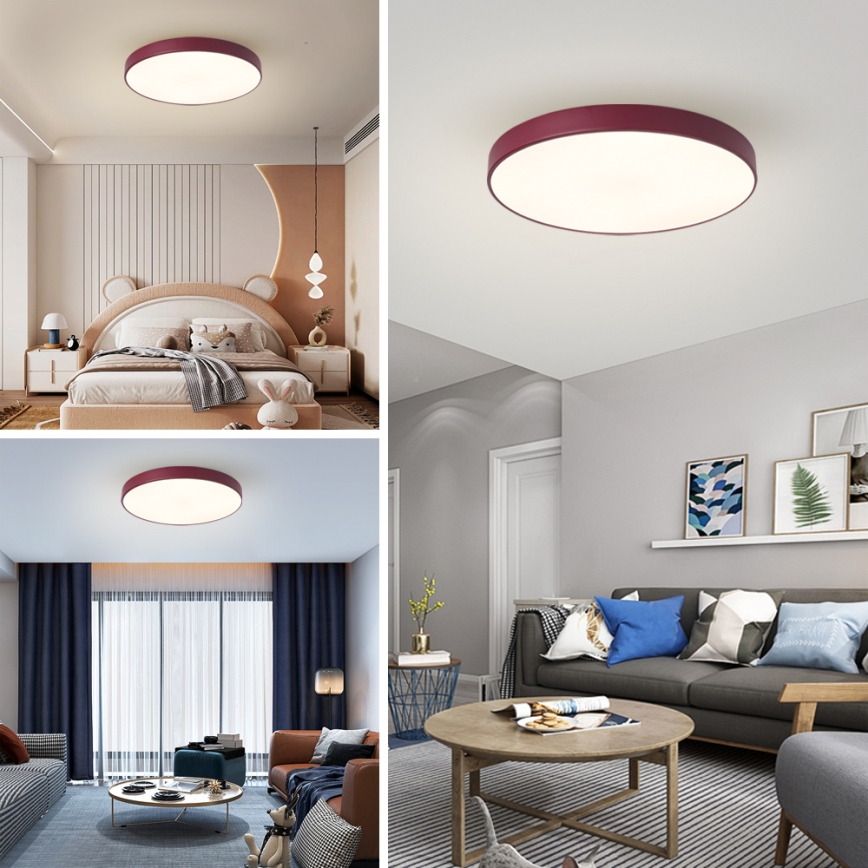 Brilagi - Plafonnier LED dimmable POOL LED/60W/230V 3000-6000K Ø 60 cm bordeaux + télécommande