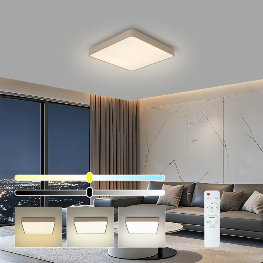 Brilagi - Plafonnier LED dimmable POOL SQUARE LED/36W/230V 3000-6000K 40x40 cm beige + télécommande
