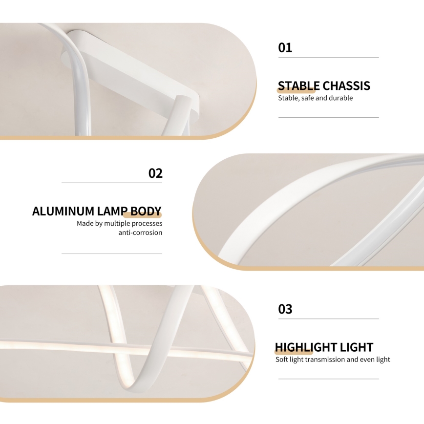 Brilagi - Plafonnier LED dimmable en saillie TWISTER LED/60W/230V 3000-6000K blanc + télécommande
