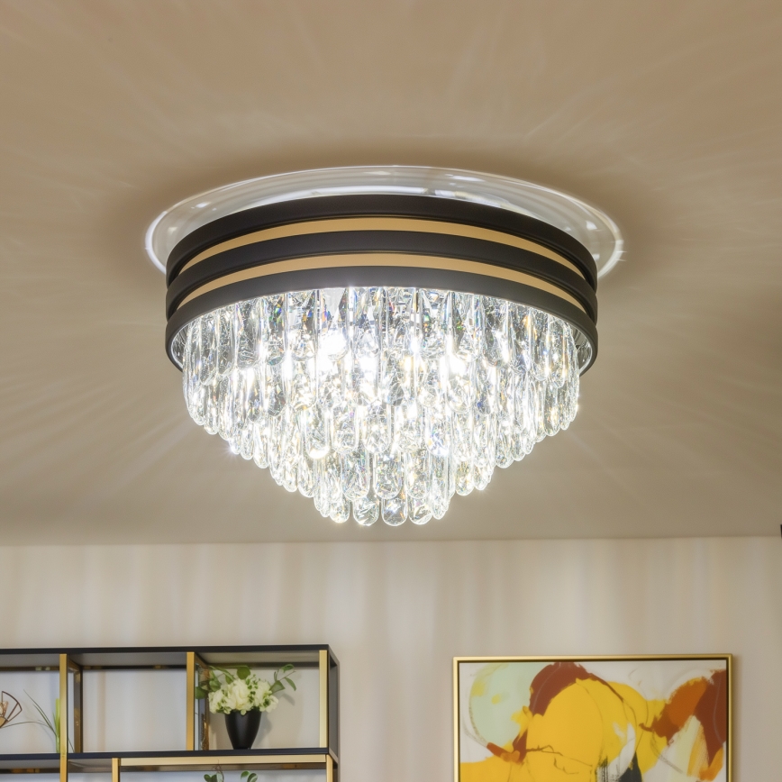 Brilagi - LED Plafonnier en cristal VELURE 5xE14/40W/230V noir