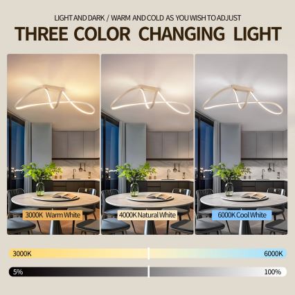 Brilagi - Plafonnier LED dimmable en applique TWISTER LED/60W/230V 3000-6000K beige + télécommande