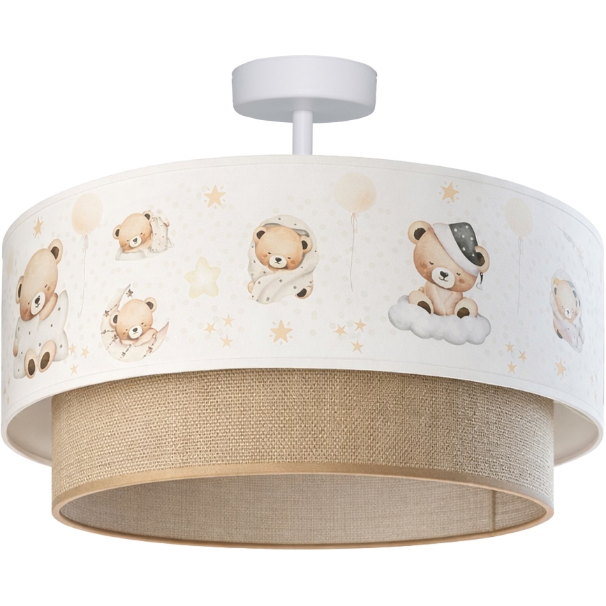 Brilagi - Plafonnier LED pour enfants BOBO 1xE27/60W/230V Ø 40 cm blanc/beige/oursons