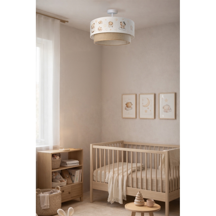 Brilagi - Plafonnier LED pour enfants BOBO 1xE27/60W/230V Ø 40 cm blanc/beige/oursons