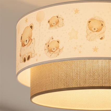 Brilagi - Plafonnier LED pour enfants BOBO 1xE27/60W/230V Ø 40 cm blanc/beige/oursons