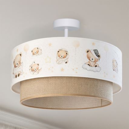Brilagi - Plafonnier LED pour enfants BOBO 1xE27/60W/230V Ø 40 cm blanc/beige/oursons