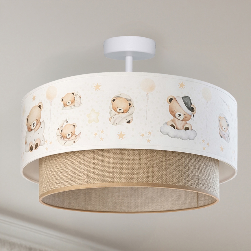 Brilagi - Plafonnier LED pour enfants BOBO 1xE27/60W/230V Ø 40 cm blanc/beige/oursons