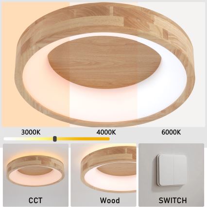 Brilagi - Plafonnier LED FALCON WOOD LED/30W/230V 3000/4000/6000K Ø 45 cm bois