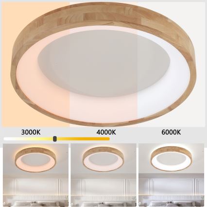 Brilagi - Plafonnier LED FALCON WOOD LED/40W/230V 3000/4000/6000K Ø 60 cm bois