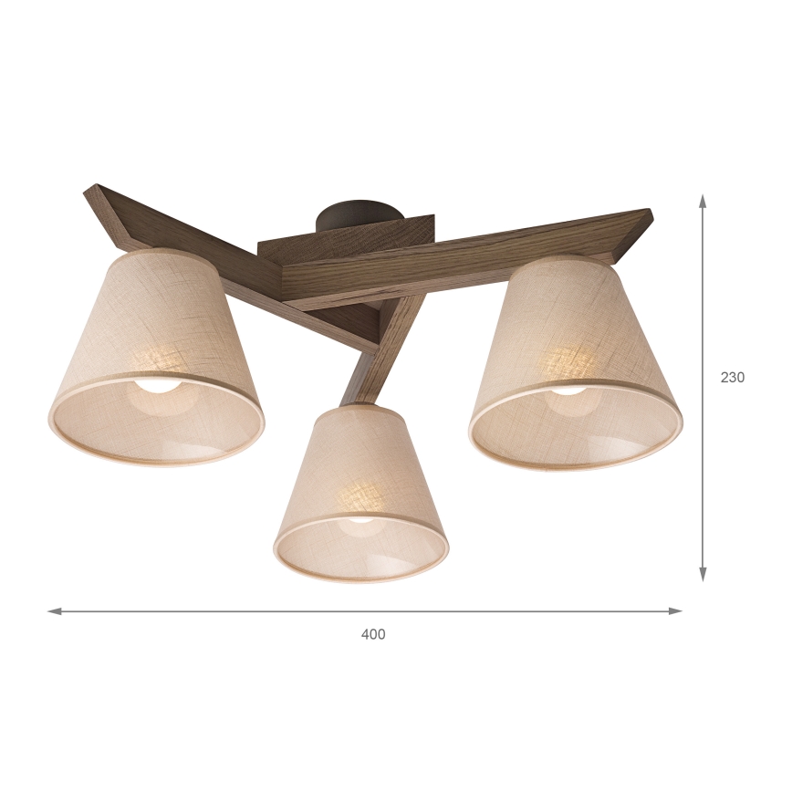 Brilagi - Plafonnier LED ANTHONY 3xE14/40W/230V chêne noyer/beige
