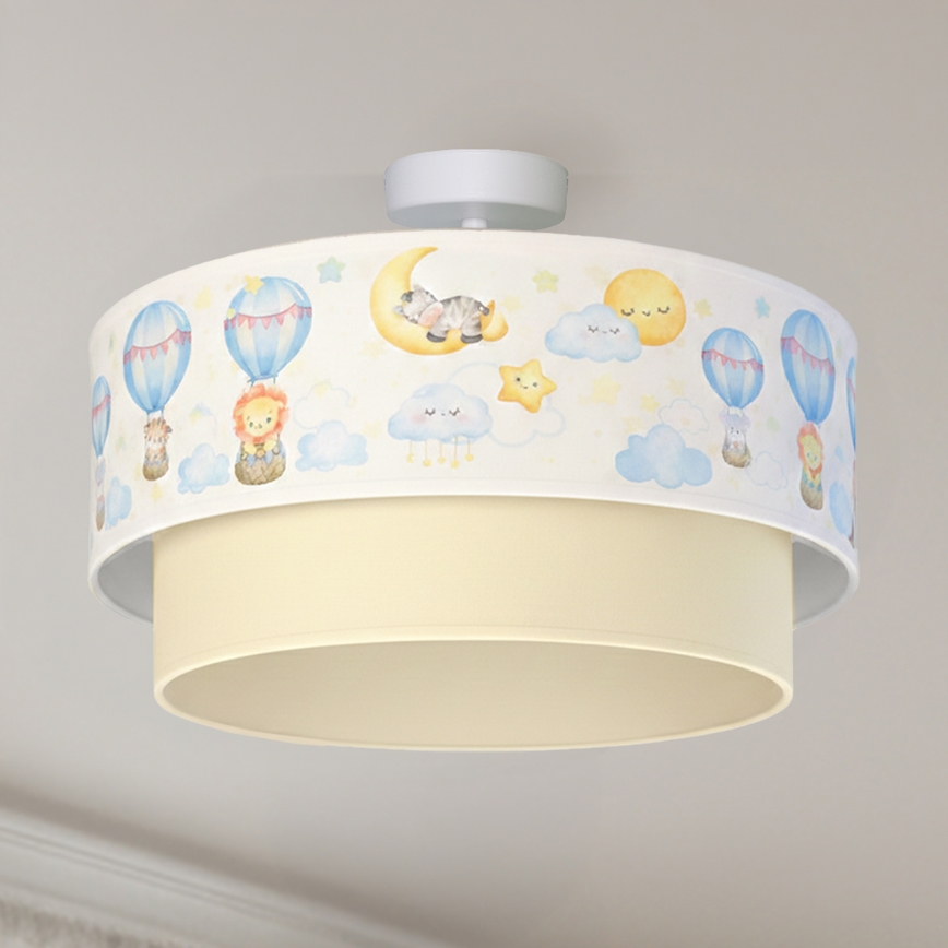 Brilagi - Plafonnier LED pour enfants BOBO 1xE27/60W/230V Ø 40 cm blanc/beige/motifs animaux