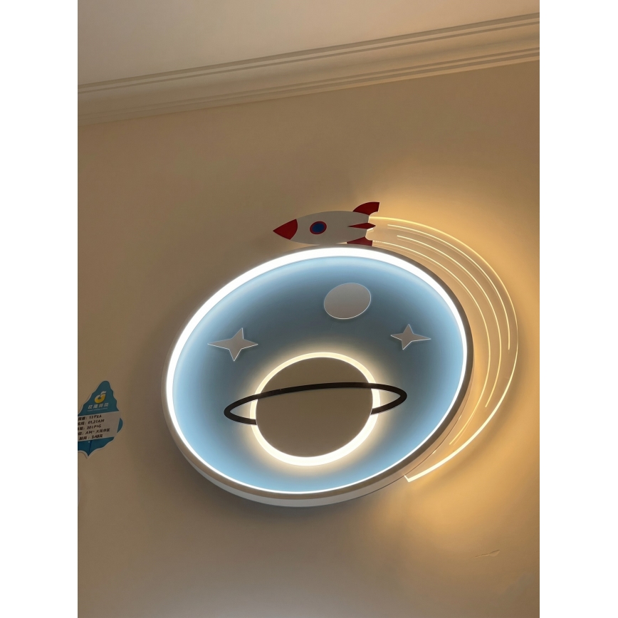 Brilagi - Plafonnier LED STARSHIP pour chambre d'enfant, 64W, 230V, 3000/4500/6000K, bleu