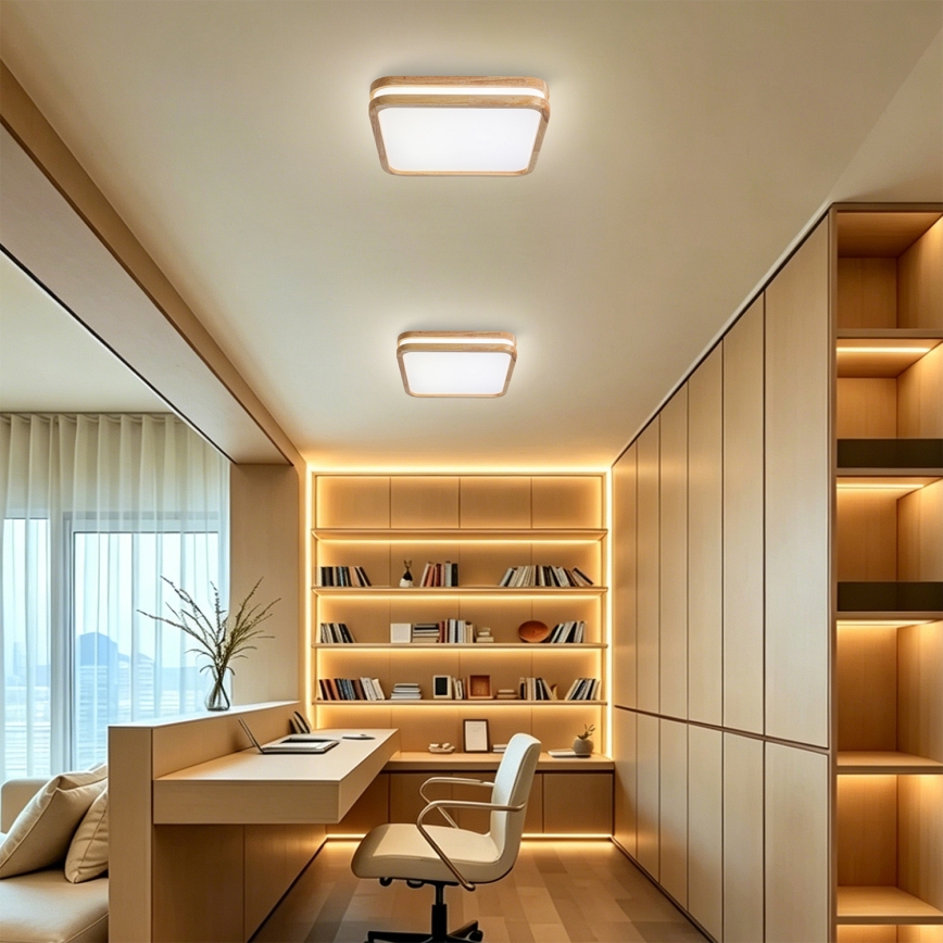 Brilagi - Plafonnier LED MOLINA SQUARE LED/32W/230V 3000/4000/6000K chêne 30x30 cm