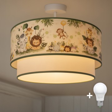 Brilagi-LED Plafonnier monté en surface pour enfants BOBO 1xE27/60W/230V Ø 40 cm crème/vert/jungle