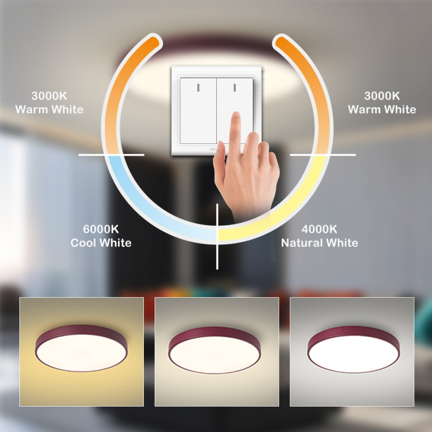 Brilagi - Plafonnier LED POOL/48W/230V 3000/4000/6000K diam. 40 cm bordeaux
