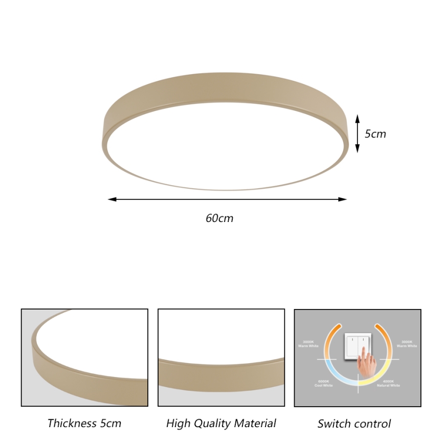 Brilagi - Plafonnier POOL LED 60W/230V 3000/4500/6000K Ø 60 cm beige