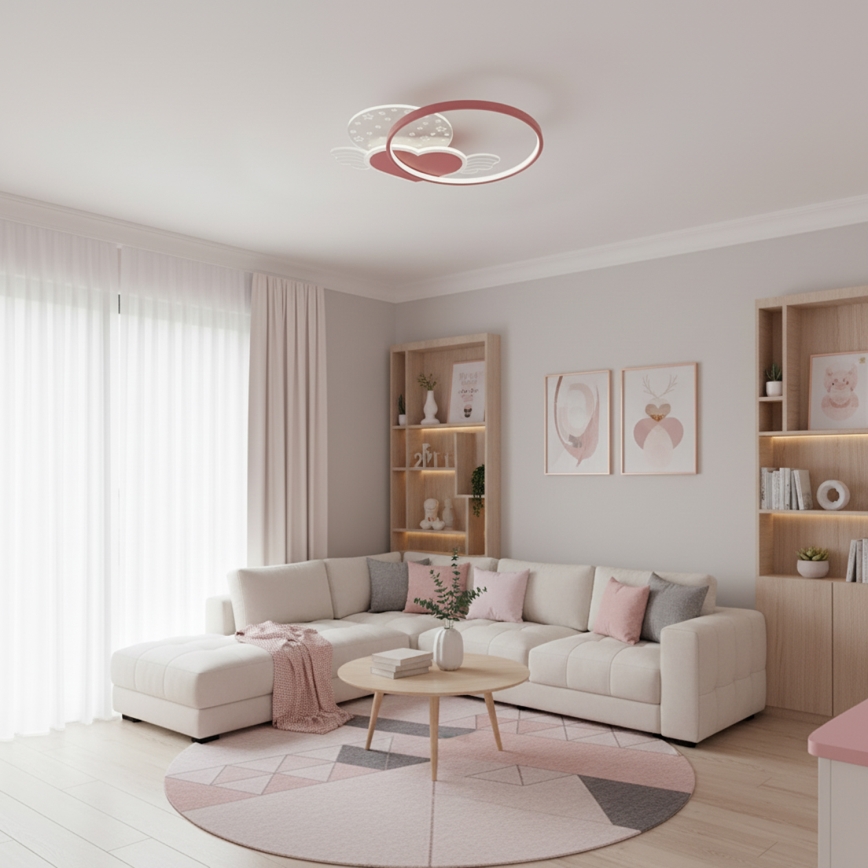 Brilagi - LED Plafonnier pour enfants LOVE LED/48W/230V 3000/4500/6000K rose