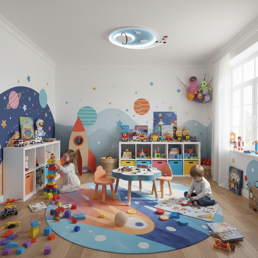 Brilagi -LED Plafonnier pour enfants STARSHIP LED/64W/230V 3000/4500K bleu