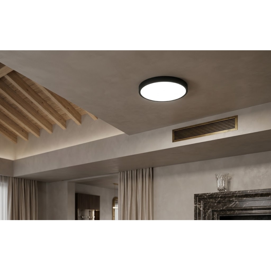 BRILAGI - Plafonnier LED de salle de bains avec capteur ZENNA LED/18W/230V Ø 29,5 cm IP44 noir + télécommande