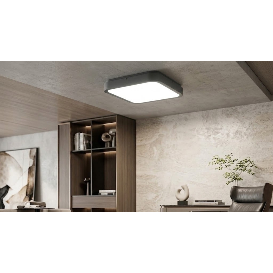 BRILAGI - Plafonnier LED pour salle de bains avec capteur ZENNA LED/18W/230V 28,5x28,5 cm IP44 anthracite + télécommande