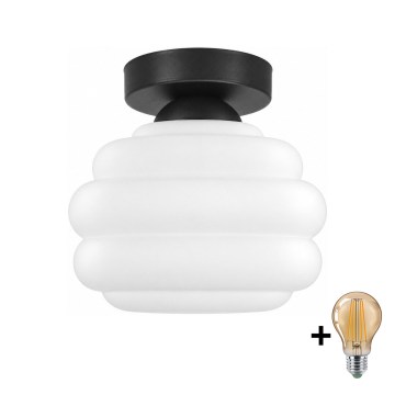 BRILAGI - LED plafonnier RETRO GLASS 1xE27/60W/230V Ø 20 cm noir/blanc