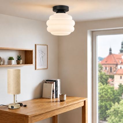 BRILAGI - LED plafonnier RETRO GLASS 1xE27/60W/230V Ø 20 cm noir/blanc