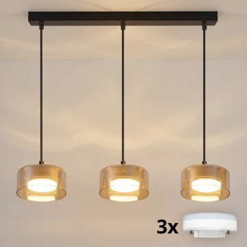 Brilagi - LED RGB+CCT dimmbare Hängeleuchte mit Seilaufhängung AURA LUX 3xGX53/14W/230V 2700-6500K Wi-Fi Tuya schwarz/gold